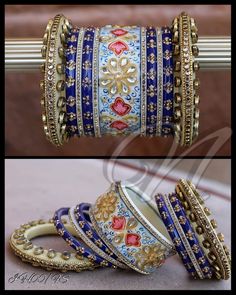 Beautiful Hand Painted Blue Bridal Chura Set. Embellished With Kundan & Stone Work All Over. Grab This Alluring Beauty Specially Made For Your Special Day And Look Dazzling Yet Traditional. Multicolor Wedding Bangle With Motifs, Bollywood Style Traditional Wear With Cutdana For Marriage, Meenakari Bridal Sets For Wedding And Festivals, Traditional Cutdana Embellished Wear For Marriage, Traditional Cutdana Traditional Wear For Marriage, Traditional Marriage Wear With Cutdana, Traditional Lehenga For Marriage And Festivals, Traditional Wear For Marriage And Festivals, Traditional Blue Bangle For Weddings