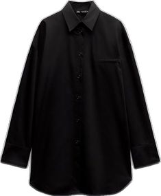 Oversized Black Button-up Shirt, Oversized Black Tops With Buttons, Oversized Black Top With Buttons, Zara Oversized Button-up Shirt, Oversized Black Collared Blouse, Zara Black Collared Shirt, Black Oversized Zara Top, Oversized Black Zara Top, Zara Oversized Cotton Blouse