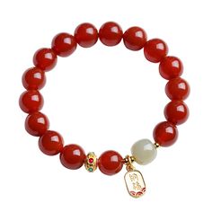 PRICES MAY VARY. Natural Red Agate material: The exquisite bracelet showcases agate material with unique nature red, carrying beautiful blessings and a meaning of happiness. Size and Package: Each bracelet is handcrafted by experienced craftsmen to ensure the perfect presentation of quality and details.Beads size:8mm.Chain size: fits 5" - 6.7" wrist,This bracelet is elasticated extension.Each bracelet comes with an exquisite gift box, suitable for personal use as a gift. Application: Perfect for Meaning Of Happiness, Beautiful Meaning, Bracelet Fashion, Unique Nature, Bracelet Women, Agate Bracelet, Red Agate, Elegant Accessories, Nature Bracelets