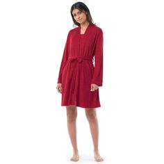 This Ladies BeyondSoft sleep set from Fruit of the Loom includes a sleeveless sleep chemise nightgown and matching robe perfect for chilly mornings or getting cozy on for a night in.This is a perfect pair for a great nights sleep and lounging around the house. Made from super-soft and plush terry cloth fabric, with raised heart details. Size: L.  Color: Red.  Gender: female.  Age Group: adult. Flannel Robe, Matching Robes, Women's Robe, Mens Fleece, Night Shirt, Fruit Of The Loom, Red Outfit, Getting Cozy, Sleepwear Women