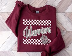 Warriors Checkered Shirt, Retro School Spirit Shirt, Warriors Fan Shirt, Unisex Fit Unisex Fit Shirts Bella Brand or comparable depending on stock Please check shop announcements for current turnaround times. Custom colors available. Cricut School Spirit Shirts, Retro School Spirit Shirts, Elementary Spirit Wear, School Spirit Shirt Ideas, School Tshirt Designs Spirit Wear, Spirit Wear Ideas, School Pride Shirts, Elementary School Spirit Shirts, School Shirt Ideas