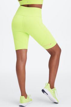 Define PowerHold® High-Waisted 9'' Short Fabletics green female Activewear >> Womens >> Bottoms >> Shorts PowerHold regular Max-compression short in PowerHold® Fabletics FIT App Trained Approved High Stretch Green Workout Shorts, Green High Stretch Workout Shorts, Sporty High Stretch Green Shorts, Green High Stretch Short Activewear, Green Compression Running Bottoms, High Stretch Green Athletic Shorts For Training, High Stretch Green Athletic Shorts For Workout, Compressive Green Gym Shorts, Green High Stretch Athletic Shorts For Sports