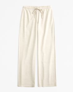 Women's Menswear Pull-On Pant | Women's Bottoms | Abercrombie.com Beige Wide Leg Sweatpants With Drawstring, Beige Relaxed Fit Wide-leg Sweatpants, Beige Relaxed Fit Wide Leg Sweatpants, Casual Beige Wide Leg Pants With Straight Hem, Beige Casual Wide Leg Pants With Straight Hem, Beige Wide-leg Relaxed Fit Sweatpants, Beige Wide Leg Relaxed Fit Sweatpants, Cream Wide Leg Loungewear Pants With Elastic Waistband, Cream Wide Leg Pants With Elastic Waistband For Loungewear