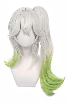 PRICES MAY VARY. Material: This cosplay wig is crafted from superior heat-resistant synthetic fibre. It exudes a natural feel that is comfortable to touch, and the hair strands bear an incredible resemblance to human hair. Thanks to its ergonomic design, the wig is easy to wear and remove. Adjustable mesh cap is suitable for most people. After receiving the wig, you need to reshape it, because the wig may be compressed after a long time of transportation. Wearing is your head when you only need Green Ponytail, Nahida Cosplay, Cute Wigs, Ponytail With Bangs, Wig Design, Fairytale Hair, Wigs Anime, Perfect Cosplay, Real Wigs