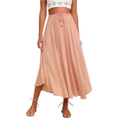 [Material]: Lightweight And Skin Friendly Fabric, Cool And Soft Material, Simple Basic Style, Which Is Perfect For Daily Outfits [Fashion Design]: Mid-Length Long Skirt, Very Casual In Summer, With A High Waist And A Drawstring At The Waist That Can Be Adjusted. The Hem Of The Skirt Is Curved On The Sides, Making The Skirt More Flowy [Match]: Flowy Long Skirt Is Good For Women, You Can Match It With A Short Top, Which Perfectly Shows Off The Soft Waist Curve. It Can Be Worn With Tank Tops, T-Shi Casual Solid Maxi Skirt For Brunch, Casual Flowy Bottoms For Brunch, Casual Rayon Maxi Skirt, Solid Rayon Skirt For Summer, Bohemian Midi Skirt For Brunch, Rayon Skirt For Brunch, Flowy Long Skirt, Casual Maxi Skirt, Long Flowy Skirt