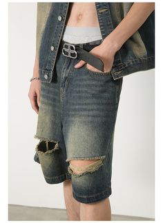 Stay stylish in every season with these Distressed Faded Denim Shorts. Perfect for pairing with any top, blouse, t-shirt, or other denim clothing, these shorts are a great choice for everyday casual wear. They offer a comfortable fit and distressed detail, making them an ideal go-to piece for warm weather.
Gender: MenMaterial: Denim, PolyesterLength: Knee LengthWaist Type: Mid-WaistClosure Type: Zipper Fly Casual Distressed Cotton Shorts, Cutoff Shorts With Belt Loops For Streetwear, Casual Distressed Cutoff Jean Shorts, Casual Ripped Cotton Jean Shorts, Casual Ripped Short Jeans, Casual Distressed Shorts, Edgy Denim Shorts With Belt Loops, Casual Distressed Cotton Jean Shorts, Casual Distressed Jean Shorts