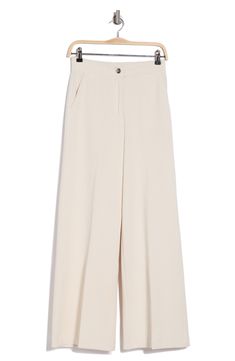 An elastic-back waist enhances the comfort of soft corduroy pants cut in a wide-leg silhouette. 30" inseam; 12" front rise (size 8) Back elastic waist Zip fly with button closure Front slant pockets 85% polyester, 12% nylon, 3% spandex Machine wash, tumble dry Imported Corduroy Pants, Nordstrom Rack, Elastic Waist, Wide Leg, Nordstrom, Spandex, Elastic, Pants, White