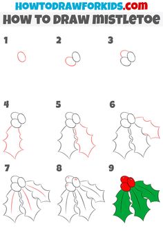 how to draw a christmas holly berry step by step drawing instructions for kids and adults