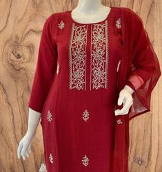 Beautiful handmade silk salwar kameez set which includes a matching dupatta as well. Eye captivating maroon color and beautifully embroidered with pearl work.   (US M 8-10) Elegant Churidar With Dori Work In Slub Silk, Elegant Slub Silk Churidar With Dori Work, Red Slub Silk Unstitched Suit With Resham Embroidery, Elegant Red Churidar With Dori Work, Elegant Raw Silk Kurta With Handwork, Unstitched Red Handwork Kurta, Anarkali Style Burgundy Dupatta With Resham Embroidery, Burgundy Anarkali Dupatta With Resham Embroidery, Red Handwork Salwar Kameez Unstitched