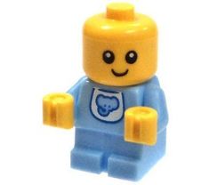 a lego man with a blue shirt and yellow hat