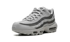 The Nike Air Max 95 “Grayscale” is a versatile colorway of the retro running and lifestyle sneaker.  The Air Max 95 debuted back in the mid-1990s and is now one of Nike’s most essential sneakers.  On the “Greyscale” colorway, the shoe undergoes a makeover in the name of versatility.  It features a grey mesh upper with black and grey wavy leather overlay panels on the sides.  A small black Swoosh can be seen on the collar while “Air Max” branding is found on the tongue.  Underfoot, visible Air un Stadium Goods, Nike Air Max 95, Air Max 95, Air Max, Sale Items, Nike Air Max, Nike Shoes, Nike Air, Black And Grey