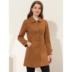 With a classic silhouette, this coat will be your go-to must-have piece for the cold season. It features long sleeves with buttons at the cuffs, and the mid-thigh length hem drapes beautifully over a variety of different looks. No matter what look you slip it over, this textured winter coat adds a layer of warmth and finishes the refined, elegant look. Outerwear Women Winter, Single Breasted Coat, Winter Outerwear, Wool Peacoat, Turndown Collar, Pea Coat, Pea Coats, Pan Collar, Womens Clothing Sizes