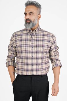 Elevate your style with the Parchment Brown Plaid Royal Oxford Button Down Shirt. Timeless elegance meets sophistication in this versatile wardrobe essential. Luxurious thick fabric, a tasteful plaid pattern, and a perfect fit create a classic piece for any occasion. Embrace confidence and elevate your fashion game today. Fused collar and cuffs, collar stand and flat felled side seams provide structure and stability to all our shirts. 100 % Premium Giza Cotton: Long staple, smother, resistant to Versatile Wardrobe, Formal Casual, Brown Plaid, Thick Fabric, Shoulder Shirts, Full Sleeves, Collar And Cuff, Plaid Pattern, Tri Color