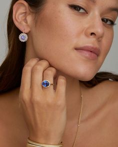 18K Yellow Gold Tanzanite and Diamond Edged Round Earring, .19 TCW3/4 Inch Long x 5/8 Inch Wide Style# YESSRTNW Gia Certified Tanzanite Oval Rings, Gold Tanzanite Oval Jewelry, Exquisite Oval Tanzanite Rings, Luxury Oval Tanzanite Jewelry, Hallmarked Oval Tanzanite Jewelry, Pave Setting, Right Hand Rings, Oval Rings, Round Earrings