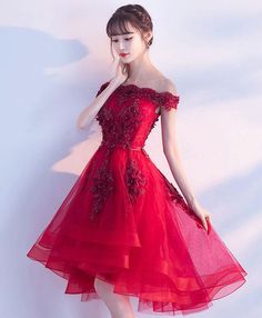 Burgundy Party Dress, Gaun Koktail, Prom Dresses Red, High Low Prom Dresses, Tulle Homecoming Dress, 파티 드레스, Short Prom Dresses, Paris Mode, Prom Dresses For Sale