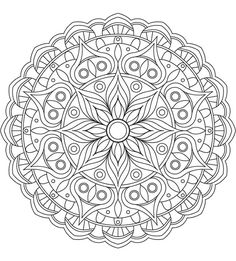 an intricate circular design in black and white