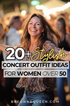 Explore 20 fabulous and trendy concert fashion looks for women over 50. This article showcases how to embrace current styles while maintaining a sophisticated edge. From boho-chic to sleek and modern, find the perfect outfit to make a statement at your next musical event. #FabulousFashion #ConcertStyle #TrendyOver50 Outdoor Concert Outfit, Concert Outfit Fall, Concert Style, Concert Outfit Summer, Leggings Outfits, Concert Fashion, Outdoor Concert, Country Concert Outfit