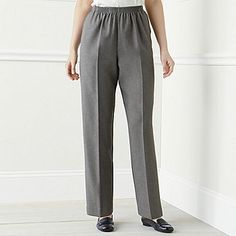 Alfred Dunner® Pull-On Pants-JCPenney Classic Relaxed Fit Bottoms For Work, Classic Full-length Bottoms With Relaxed Fit, Classic Full-length Bottoms With Pockets, Classic Fitted Pants With Elastic Waistband, Classic Full Length Bottoms With Pockets, Classic Fitted Bottoms With Elastic Waistband, Elegant Pull-on Pants For Daywear, Classic Stretch Tapered Leg Bottoms, Classic Stretch Dress Pants With Elastic Waistband