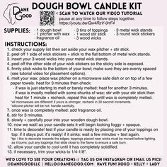 the instructions for how to make a dough bowl candle kit