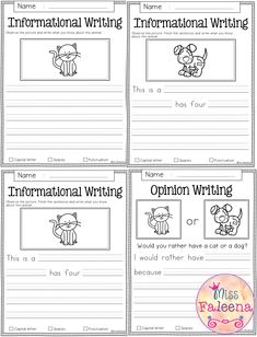 four worksheets for writing information about animals and their habitats, with the words international writing