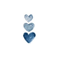 three blue hearts on a white background