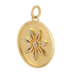 Modern style diamond & gold jewelry. This Pendant is made of gold and diamond material and is capable of reflecting some light to produce a natural glow. A unique feature found only in premium jewelry. This Pendant is handmade in 14k Yellow Gold : 4. 146 grams , and Diamond : 0. 23 cts  (ANT-6578)  This jewelry is made by hand featuring detailed workmanship. Be careful to avoid dropping or banging as physical impacts can result in damage to the pieces including stones falling off. To care for yo Luxury Flower Shaped Jewelry With Pave Setting, Dazzling Flower Pendant Jewelry With Single Cut Diamonds, Dazzling Flower Pendant With Single Cut Diamonds, Luxury Flower Shaped Jewelry With Diamond Accents, Luxury Flower-shaped Jewelry With Diamond Accents, Exquisite Diamond Jewelry With Flower Shape, Luxury Diamond Flower Pendant Jewelry, Exquisite Diamond Flower Jewelry, Gold Dazzling Flower Pendant Jewelry