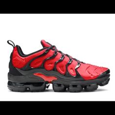 Nike Air Vapormax Plus University Red Black Shoes Great Condition Red Black Shoes, Red And Black Shoes, Air Vapormax Plus, Nike Air Vapormax Plus, Air Vapormax, Nike Air Vapormax, Black Nikes, Nike Men, Black Shoes