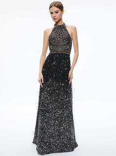 Jael Embellished Halter Neck Maxi Gown In Black/multi | Alice And Olivia Embellished Halter Neck Prom Dress, Halter Neck Embellished Dress For Prom, Halter Neck Embellished Dress For Prom Season, Embellished Tulle Maxi Dress For Evening, Embellished Halter Neck Dress For Formal Occasions, Crystal Embellished Maxi Dress For Prom, Elegant Embellished Halter Evening Dress, Formal Embellished Halter Neck Dress, Embellished Tulle Maxi Dress