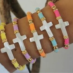 Pink Stretch Cross Bracelet One Size