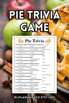 pie trivia game with apples and cinnamon on the side