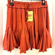 Beautiful Rayon/Polyester Blend. Mini Ruffle Skirt With Undershorts (Skort). Size Medium (8-10). Flowy And Seductive. Adjustable Waistband, Drawstring. Mini Ruffle Skirt, Adjustable Waistband, Ruffle Skirt, Skorts, Terra Cotta, Red Brown, Lady In Red, Boho Chic, Size Medium