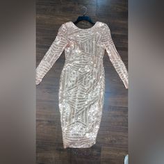 Brand New Long Sleeved Glittery Dress, Sequins Gold,It Fit L To M Gold Sequined Long Sleeve Dress, Gold Seguin Long Sleeve Dress, Glamorous Gold Long Sleeve Sequin Dress, Gold Embellished Long Sleeve Sequin Dress, Gold Embellished Long Sleeve Maxi Dress, Betsey Johnson Dress, Boho Tunic Dress, Glittery Dress, Turtleneck Sweater Dress