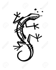 a black and white drawing of a lizard on a white background stock photo - 9579