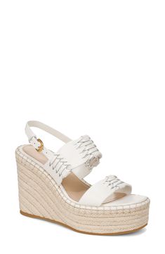 Veronica Beard Riya Slingback Espadrille Platform Wedge Sandal (Women) | Nordstrom White Slingback Wedge Sandals For Beach, Platform Slingback Wedge Sandals For Beach, Platform Wedge Sandals For Vacation, Leather Wedge Espadrilles With Heel Strap, Leather Espadrilles With Wedge Heel And Heel Strap, Spring Slingback Wedge Heel Sandals With Heel Strap, Spring Wedge Heel Slingback Sandals With Heel Strap, Spring Open Toe Woven Leather Wedge Sandals, Chic Spring Wedge Sandals With Braided Straps