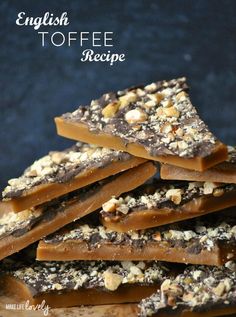 a pile of chocolate and nuts toffee