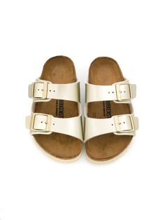 Birkenstock Kids Arizona Buckled Sandals - Farfetch Classic Sandals With Buckle Closure And Round Toe, Casual Slides With Tang Buckle And Round Toe, Casual Round Toe Slides With Tang Buckle, Beach Slides With Tang Buckle And Round Toe, Beach Footbed Sandals With Tang Buckle, Classic Flat Slides With Buckle Closure, Classic Summer Footbed Sandals With Buckle Closure, Classic Footbed Sandals With Tang Buckle And Round Toe, Classic Slides With Buckle Closure For Spring