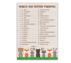 a printable disney baby shower game with the names and numbers for each child's name