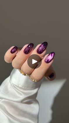 Blooming Gel, Witch Nails, Gorgeous Cats, Purple Marble, Nails Almond, Nails Simple, Marble Nails, Nail Tutorials, Purple Nails