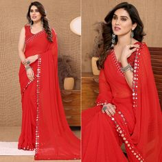 Red colored saree is prettified with beautiful embroidered butti work as shown which makes it appear classy. This saree is made of georgette fabric which is accompanied with banglori silk blouse piece which you can customise as per your design/style. Women can buy this saree to wear for their party and functions. Note:- The actual product may differ slightly in color and design from the one illustrated in the images when compared with computer or mobile screen Measurements: Saree : Georgette : 5 Red Georgette Saree With Dori Work, Red Self-design Georgette Saree, Red Embroidered Pre-draped Saree In Georgette, Red Embellished Georgette Saree, Red Embroidered Pre-draped Georgette Saree, Georgette Fabric, Georgette Sarees, Blouse Piece, Silk Blouse