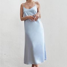 Sustainable Brand Mila.Vert Light Blue Tencel Sateen Fabric Super Comfortable For Hot Temperatures, Beach, Summer Adjustable Straps Maxi Length But Above The Ankles For Slip Maxi Dress, Sustainable Brand, Beach Summer, Adjustable Straps, Color Blue, Light Blue, Maxi Dress, Womens Dresses, Fabric