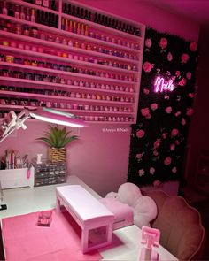 a room filled with lots of pink items