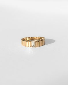 This stunning Venus ring features an 18K gold vermeil ribbed ring with a beautiful center emerald-cut white topaz stone. Tarnish-resistant, waterproof, and safe for sensitive skin. Venus Ring, Ribbed Ring, Rib Ring, Unique Gold Rings, Goddess Of Love, Vermeil Jewelry, Solid Gold Jewelry, Topaz Stone, Pearl Charms