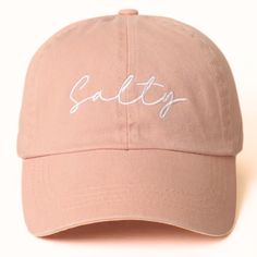 Salty distressed baseball cap perfect for that beachy, casual look! Available in hot pink, sage, nude, pink and blue Stylish distressed look with an adjustable back-strap Trendy Cotton Trucker Hat For Beach, Casual Beach Dad Hat Visor, Casual Beach Visor Dad Hat, Casual Visor Dad Hat For Beach, Casual Pink Hats With Adjustable Fit, Pink Casual Trucker Hat For Vacation, Casual Pink Trucker Hat For Vacation, Casual Baseball Cap For Beach, Trendy Adjustable Curved Visor Hat