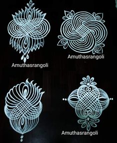 four different types of hendi designs on a black background with the words, anuranga