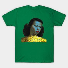 Lady in green -- Choose from our vast selection of Crewneck and V-Neck T-Shirts to match with your favorite design to make the perfect graphic T-Shirt. Pick your favorite: Classic, Boxy, Tri-Blend, V-Neck, or Premium. Customize your color! For men and women. Green Cotton Pop Culture T-shirt, Retro Green T-shirt For Streetwear, Summer Green Tops With Graphic Design, Green Graphic Design Summer Top, Green Crew Neck T-shirt With Graphic Print, Green Graphic Print Crew Neck T-shirt, Green Short Sleeve Top With Sublimation Print, Green Top With Sublimation Print And Short Sleeves, Green Casual T-shirt With Graphic Design