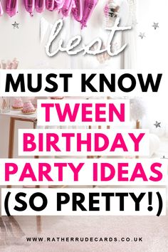 Best tween girl birthday party ideas for an 11th or 12th birthday party 11 Bday Party Ideas, Ideas For 12th Birthday Party Girl, Ideas For 11th Birthday Girl, Preteen Birthday Party Ideas Girl, 11 Birthday Ideas Girl, 11 Year Birthday Party Ideas Girl