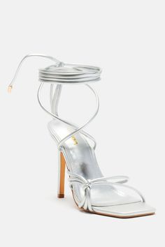 Available In Black And Silver. Wrap Up Heeled Sandals Square Toe Ultra High Heel Imported | Cierra Wrap Up Heeled Sandals in Silver size 6 by Fashion Nova Black And Silver, Heeled Sandals, Silver Fashion, High Heel, Fashion Nova, Sandals Heels, High Heels, Size 10, Size 7