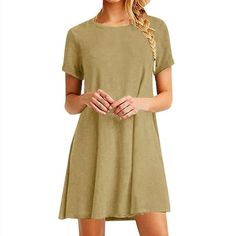 2024 Women's Summer Casual T-Shirt Dresses Crew Neck Beach Cover up Solid Color Loose Short Tunic Dress Welcome to our store, I wish you a happy shopping Our products are produced in our own factory with various styles We offer various discounts, and we offer a 30-day quality guarantee please rest assured to place an order If you have any questions, please feel free to contact me, it is our honor to serve you SOMEONE ASKED Q: Is the quality of the clothes as described? A: Yes, if the product you Plain Mini Dress, Modest Girls Dresses, Summer Dresses With Sleeves, Comfy Summer Dresses, Petite Dresses Casual, Dresses For Women Casual, Best Casual Dresses, Boho Dress Short, Loose Tshirt