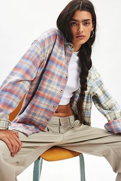 Elevated essential BDG shirt in an oversized, boxy fit. Designed in a soft cotton flannel featuring a collared neckline, button-down front, long sleeves and a curved hem. Topped with a chest pocket. Exclusively at Urban Outfitters. Features BDG Dani oversized flannel shirt Slouchy flannel shirt jacket Soft brushed cotton flannel Collared neckline and long sleeves with buttoned cuffs Front chest pocket Button-down front Curved hem Boxy, oversized fit Tunic length Button closure UO exclusive Conte Relaxed Fit Collared Flannel Shirt For Spring, Spring Flannel Collared Shirt For Everyday, Spring Collared Flannel Shirt, Everyday Spring Collared Flannel Shirt, Spring Everyday Collared Flannel Shirt, Spring Relaxed Fit Flannel Shirt With Button Closure, Relaxed Fit Flannel Shirt With Button Closure For Spring, Trendy Collared Flannel Shirt For Spring, Oversized Long Sleeve Flannel Shirt For Spring