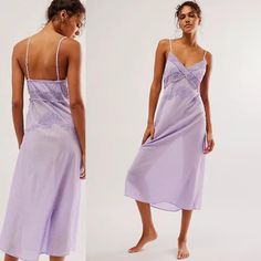 New Free People Going Steady Slip Lilac Beaded Midi Dress Size Small So Chic Slip Featured In A Soft Cotton Fabrication And Midi-Length With Feminine Floral Embroidery And Textured Detailing At The Bust. Fit: Slim, Relaxed Fit; Midi-Length Features: Soft Cotton, Lightweight Design, Lined Bust With Semi-Sheer Body, V-Neckline, Textured Detail At Bust, Floral Embroidery, Low Back With Adjustable Shoulder Straps Why It: This Flattering Slip Can Be Dressed Down During The Daytime Or Dressed Up For A Date Night. Intimately Fp's Softest Intimates And Best-Ever Base Layers. Intimately Is An In-House Label. Care/Import Hand Wash Cold Import Measurements For Size Small Bust: 35 In Hips: 4 Small Bust, Free People Dress, Dressed Down, Midi Length, Free People, New Dress, Lilac, Midi Dress, Dress Up